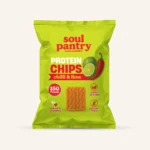Soul Pantry Chilli & Lime Protein Chips pack with 15g plant protein, baked and gluten-free